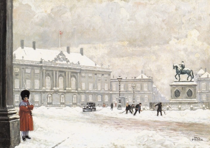 Paul Fischer. Amalienborg Palace in Winter, Copenhagen