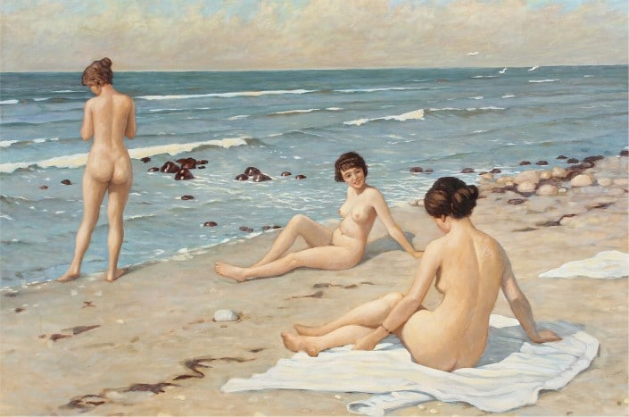 Paul Fischer. Beach with bathing women