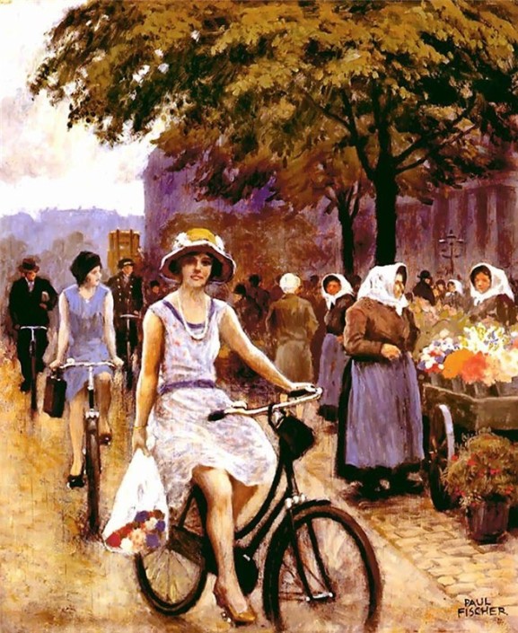Paul Fischer. Bicycling Girl