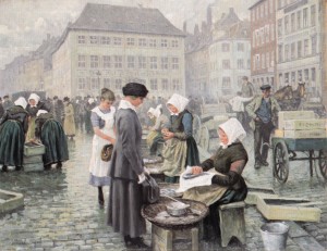 Paul Fischer. Fishing women at Gammel Strand, Copenhagen