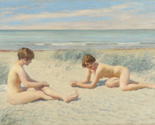 Paul Fischer. Sunbathing women at the beach