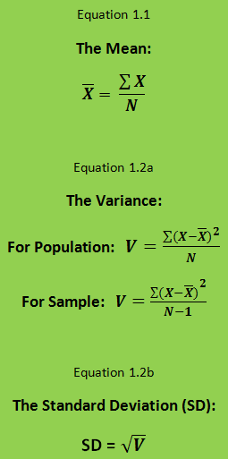 mean, variance and standard deviation