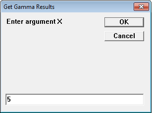 Enter argument for gamma function