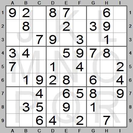 A sudoku for beginners made by the Sudoku Instructions program