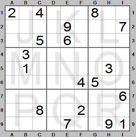 An extremely difficult sudoku made by the Sudoku Instructions program