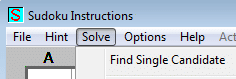 Find single candidate menu item in Sudoku Instructions program