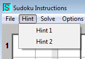 Hint menu in Sudoku Instructions