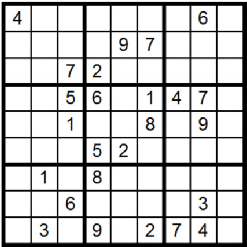Sudoku puzzle from newspaper to be entered into the Sudoku Instructions program
