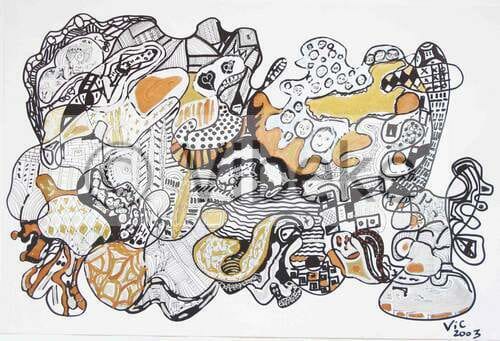Vibekes Artwork - black and white abstract ink drawing 13