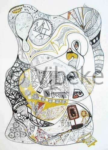 Vibekes Artwork - black and white abstract ink drawing 16