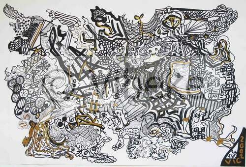 Vibekes Artwork - black and white abstract ink drawing 4