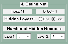 Define number of hidden layers and hidden neurons in ECstep's Neural Network Program