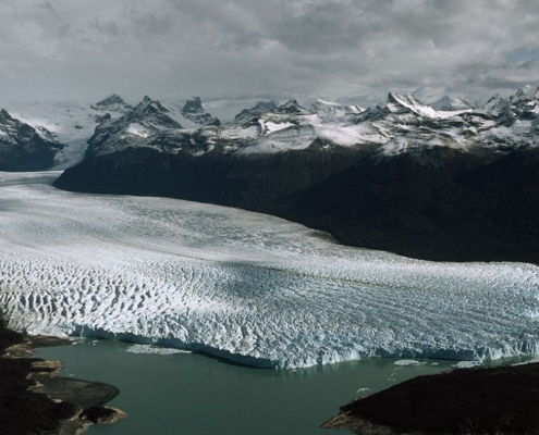 Glacier melting into a lake