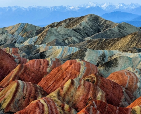 Rainbow Mountains in Zhangye Danxia Landform Geological Park in the Gansu province in China